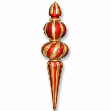 QUEENS OF CHRISTMAS ORN-OVS-48-RE-GO 48 in. Oversized Shatterproof Finial Ornament Red & Gold ORN-OVS-48-RE/GO